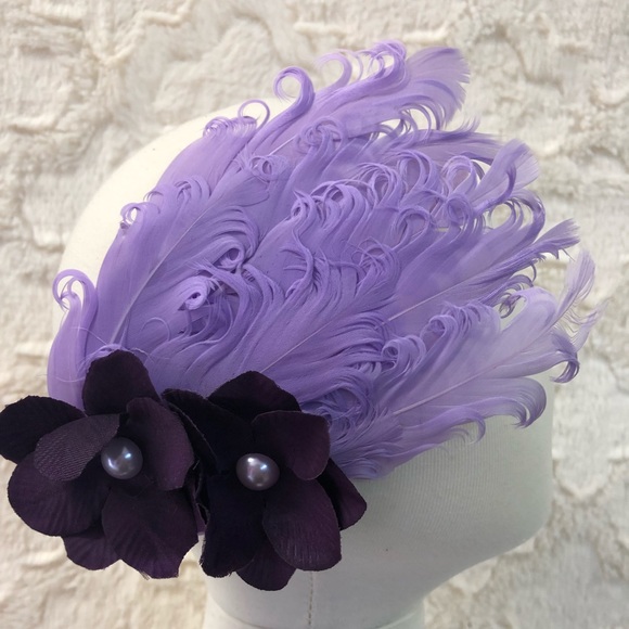 Lavender w/Dark Purple Feathered Infant Headband - Picture 1 of 5